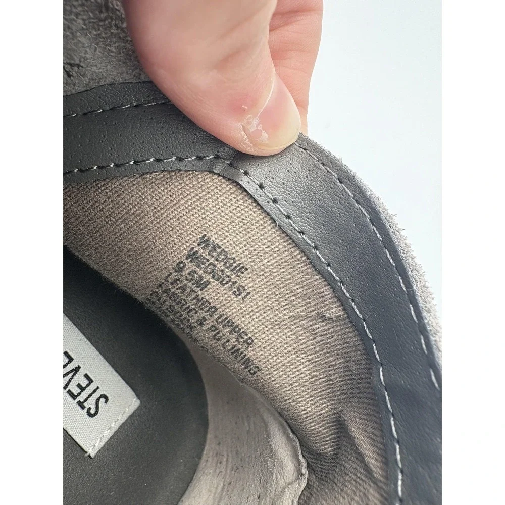 Steve Madden Shoes Womens Size 9.5 Gray Suede Hidden Wedge Zip Sneakers Wedgie